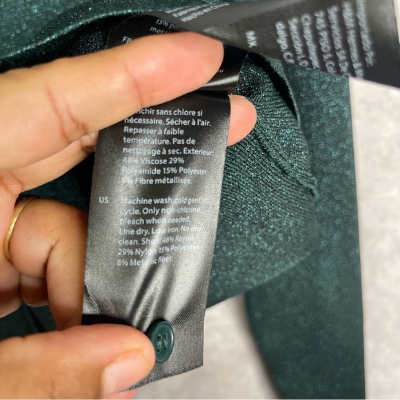 COS Sparkle Glitter Cropped V-Neck Cardigan In Green Women's Size M - Picture 6 of 7